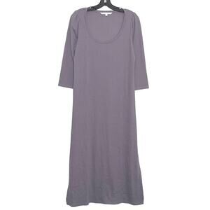 The Nines Hatch Dress Maternity Ribbed Minimalist Cottagecore Midi Purple Medium
